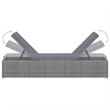 Pemberly Row PE Rattan Adjustable Sun Lounger Set with Table in Gray