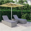 Pemberly Row PE Rattan Adjustable Sun Lounger Set with Table in Gray