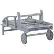 Pemberly Row Solid Acacia Wood Adjustable Sun Lounger with Wheels in Gray