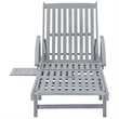 Pemberly Row Solid Acacia Wood Foldable Sun Lounger with Wheels in Grey