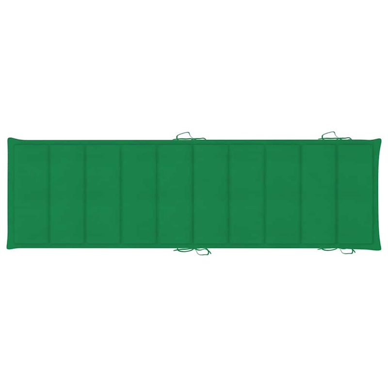 Pemberly Row Solid Acacia Wood Foldable Sun Lounger with Cushion in Green