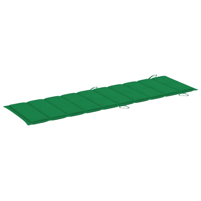 Pemberly Row Solid Acacia Wood Foldable Sun Lounger with Cushion in Green