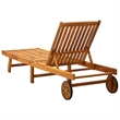 Pemberly Row Solid Acacia Wood Adjustable Sun Lounger in Anthracite/Gray
