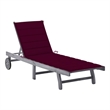 Pemberly Row Solid Acacia Wood Cushioned Sun Lounger with Wheels in Grey