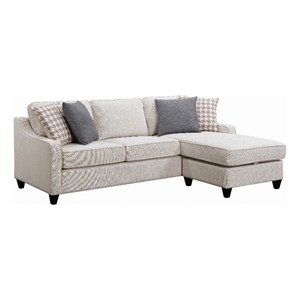 Pemberly Row L-Shaped Fabric Sectional with Chaise Storage in Cream