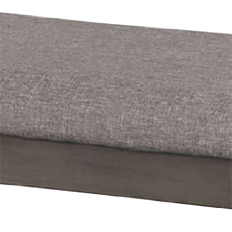 Pemberly Row Fabric Padded Bench with Wooden Tapered Legs in Charcoal Gray
