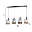 Pemberly Row Pendant Light with 4 Lantern Glass Shades in Black and Clear