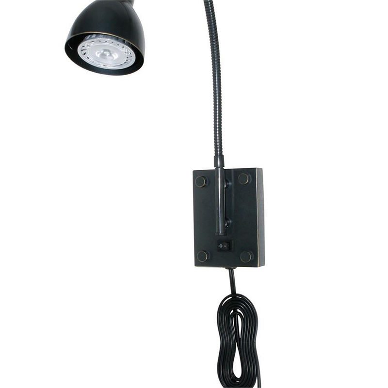 Pemberly Row Round 6W LED Wall Reading Lamp with Plug-In Switch in Black
