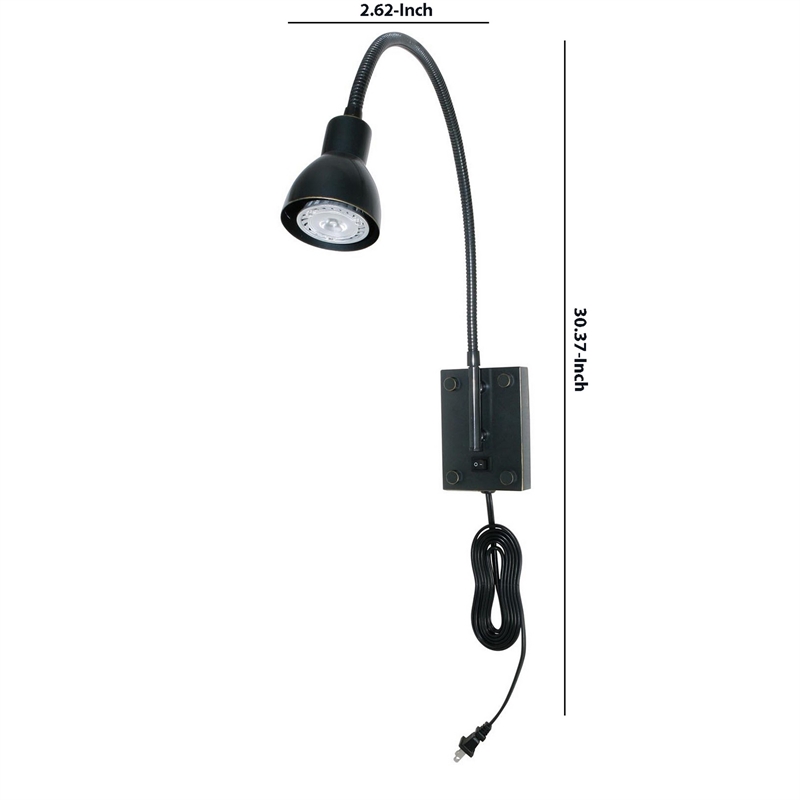 Pemberly Row Round 6W LED Wall Reading Lamp with Plug-In Switch in Black