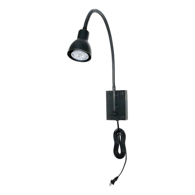 Pemberly Row Round 6W LED Wall Reading Lamp with Plug-In Switch in Black