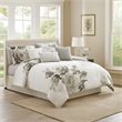Pemberly Row 7-Piece King Comforter Set with Floral Print in Gray & White