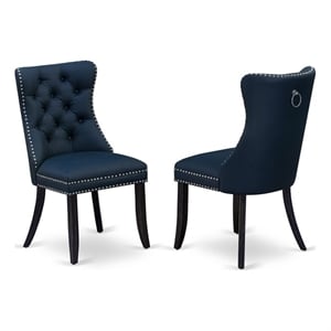 Pemberly Row Faux Leather Parson Dining Chair Set of 2 in Navy Blue
