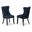 Pemberly Row Faux Leather Parson Dining Chair Set of 2 in Navy Blue