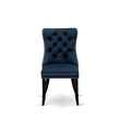 Pemberly Row Faux Leather Parson Dining Chair Set of 2 in Navy Blue