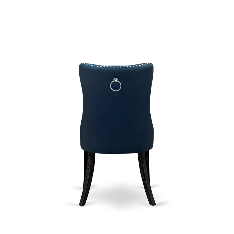 Pemberly Row Faux Leather Parson Dining Chair Set of 2 in Navy Blue