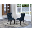 Pemberly Row Faux Leather Parson Dining Chair Set of 2 in Navy Blue