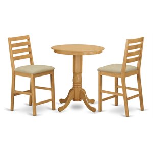 Pemberly Row 3-Piece Dining Set with Oak Counter Height Stools in Gold