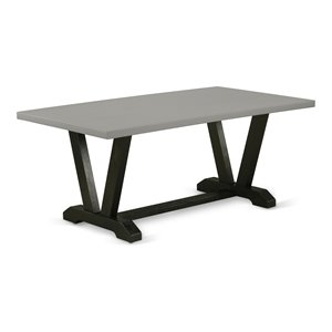 Pemberly Row Rectangle Rubber Wood Dining Table in Gray and Black