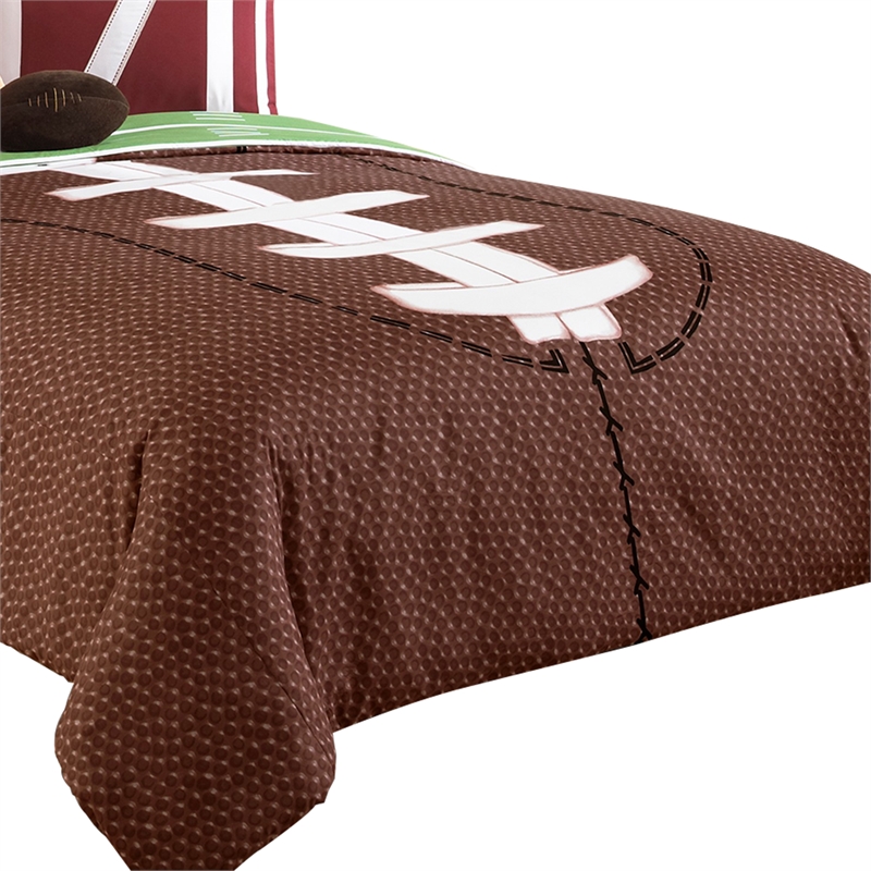 Pemberly Row 6-Piece Full Comforter with Football Print in Brown & Green