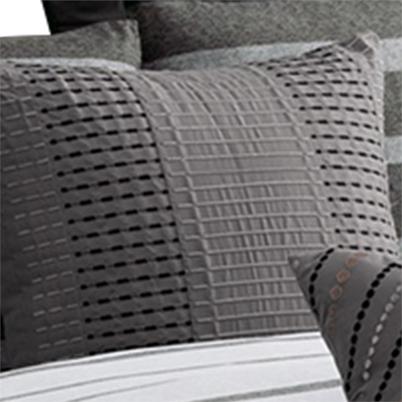 Pemberly Row 10-Piece Queen Comforter with Striped Details in Black & Gray