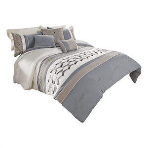 Pemberly Row 7-Piece Queen Comforter with Geometric Design in Blue & Gray