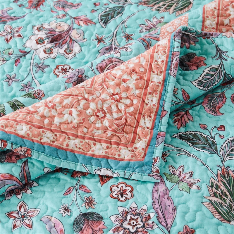 Pemberly Row 3-Piece Full/Queen Quilt with Floral Print in Blue & White