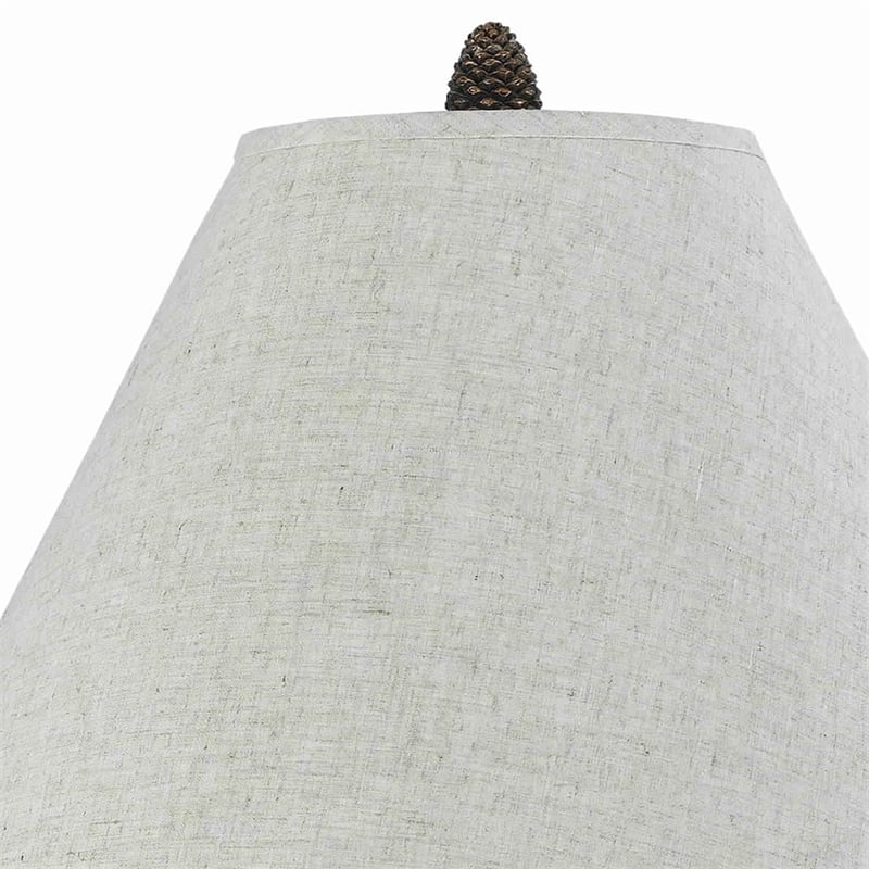 Pemberly Row Pine Twig 150W Table Lamp with Conical Shade in Bronze/White