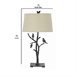 Pemberly Row Tree and Bird 150W Table Lamp with Shade in Black and Beige