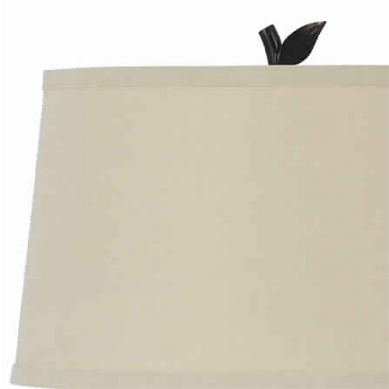 Pemberly Row Tree and Bird 150W Table Lamp with Shade in Black and Beige