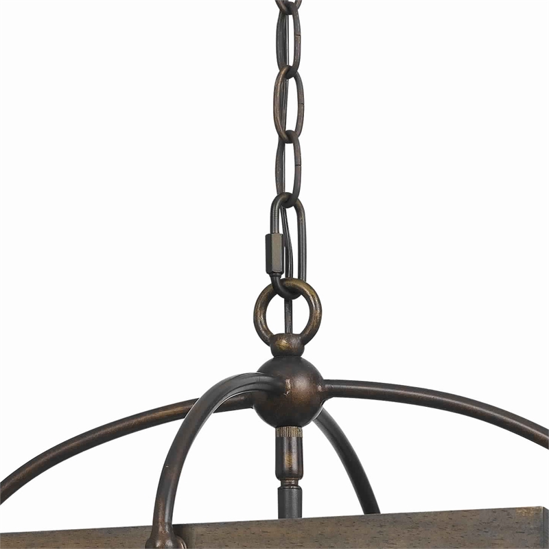Pemberly Row 4-Bulb 240W Pendant with Frame and Organza Shade in Brown