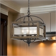 Pemberly Row 4-Bulb 240W Pendant with Frame and Organza Shade in Brown