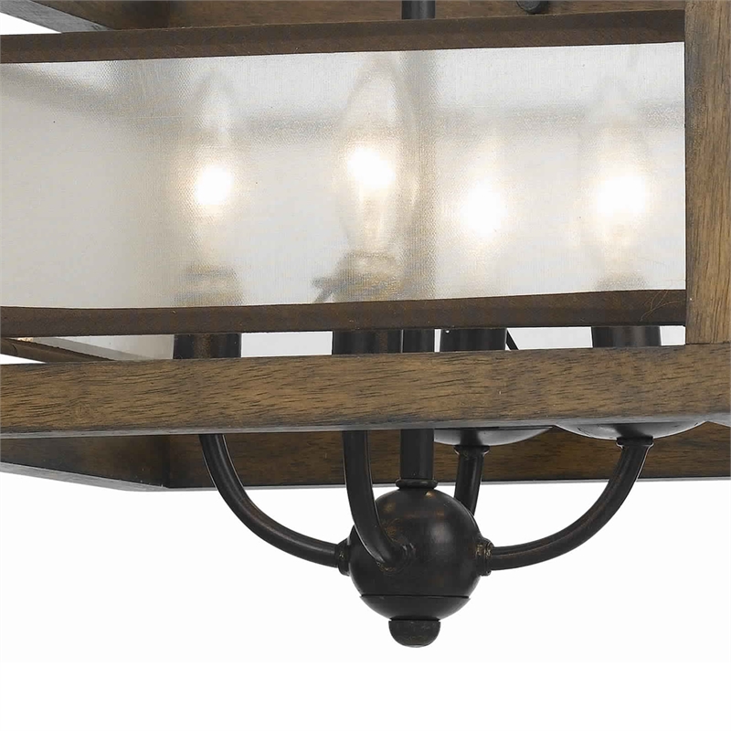 Pemberly Row 4-Bulb 240W Pendant with Frame and Organza Shade in Brown