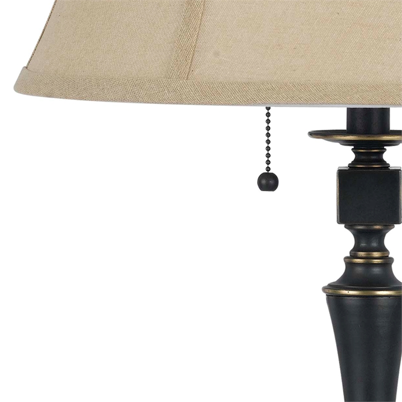 Pemberly Row 120W 2-Bulb Table Lamp with Bell Shade in Beige and Black
