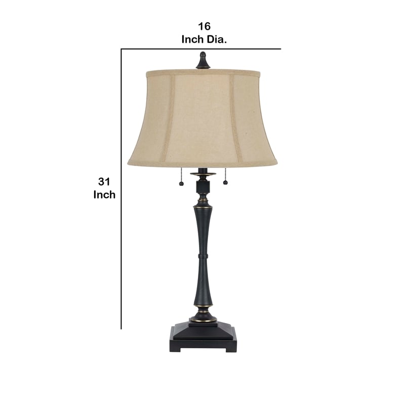 Pemberly Row 120W 2-Bulb Table Lamp with Bell Shade in Beige and Black