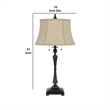 Pemberly Row 120W 2-Bulb Table Lamp with Bell Shade in Beige and Black