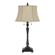 Pemberly Row 120W 2-Bulb Table Lamp with Bell Shade in Beige and Black