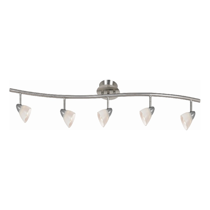 Pemberly Row 5-Light Track Fixture with Glass Shades in White & Silver