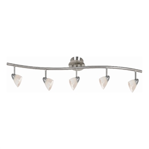 Pemberly Row 5-Light Track Fixture with Glass Shades in White & Silver