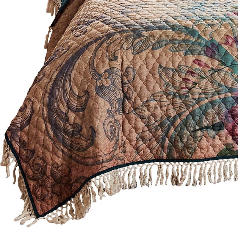 Pemberly Row 3-Piece King Quilt with Floral Crochet Trim in Multicolor