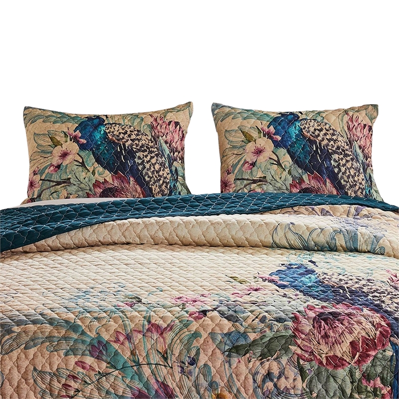 Pemberly Row 3-Piece King Quilt with Floral Crochet Trim in Multicolor