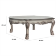 Pemberly Row Scalloped Top Coffee Table with Claw Legs in Antique Silver