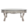 Pemberly Row Scalloped Top Coffee Table with Claw Legs in Antique Silver