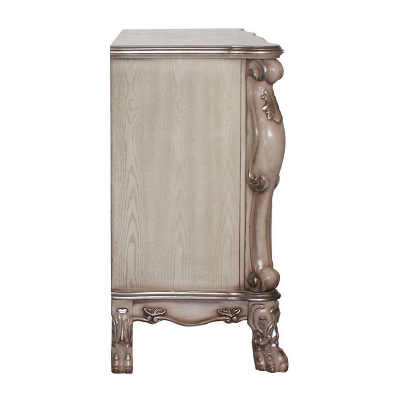 Pemberly Row 7-Drawer Nightstand with Carved Details in Antique Gray