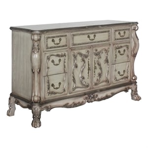 Pemberly Row 7-Drawer Nightstand with Carved Details in Antique Gray