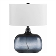Pemberly Row Glass 150W Table Lamp with Shade and Bubble in Blue and White