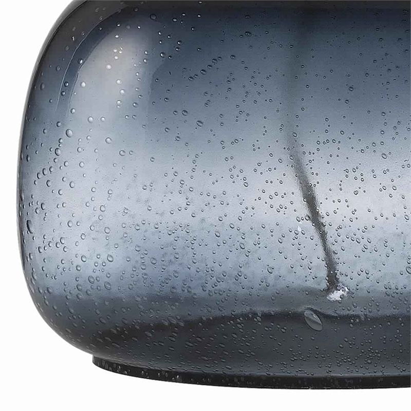 Pemberly Row Glass 150W Table Lamp with Shade and Bubble in Blue and White