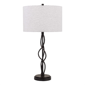 Pemberly Row Round Shade 150W Table Lamp with Spiral Base in White/Bronze