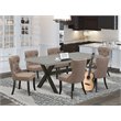 Pemberly Row 7-Piece Wood Dining Set with Linen Seats and Rectangular Table