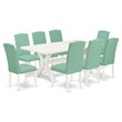 Pemberly Row X-Style 9-Piece Dining Set in Mahogany and Dark Khaki