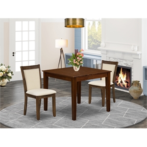 Pemberly Row 3-Piece Dining Table Set in Wood Antique Walnut/Light Beige